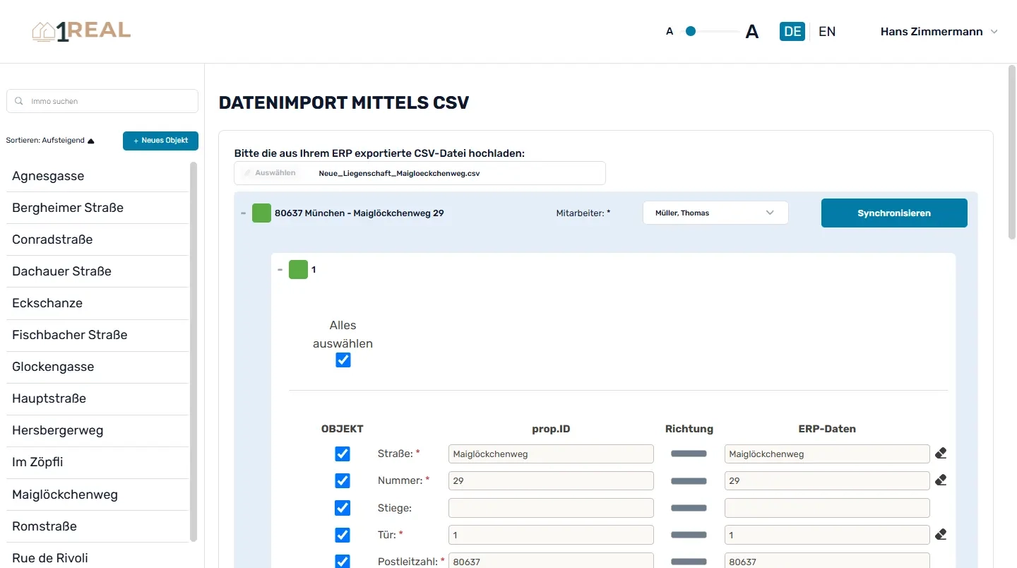 Wohneinheit & Eigentümer per CSV importieren