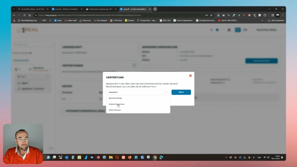 VERTRETUNG: durch anderen Eigentümer