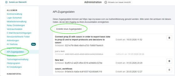 casavi api zugangsdaten