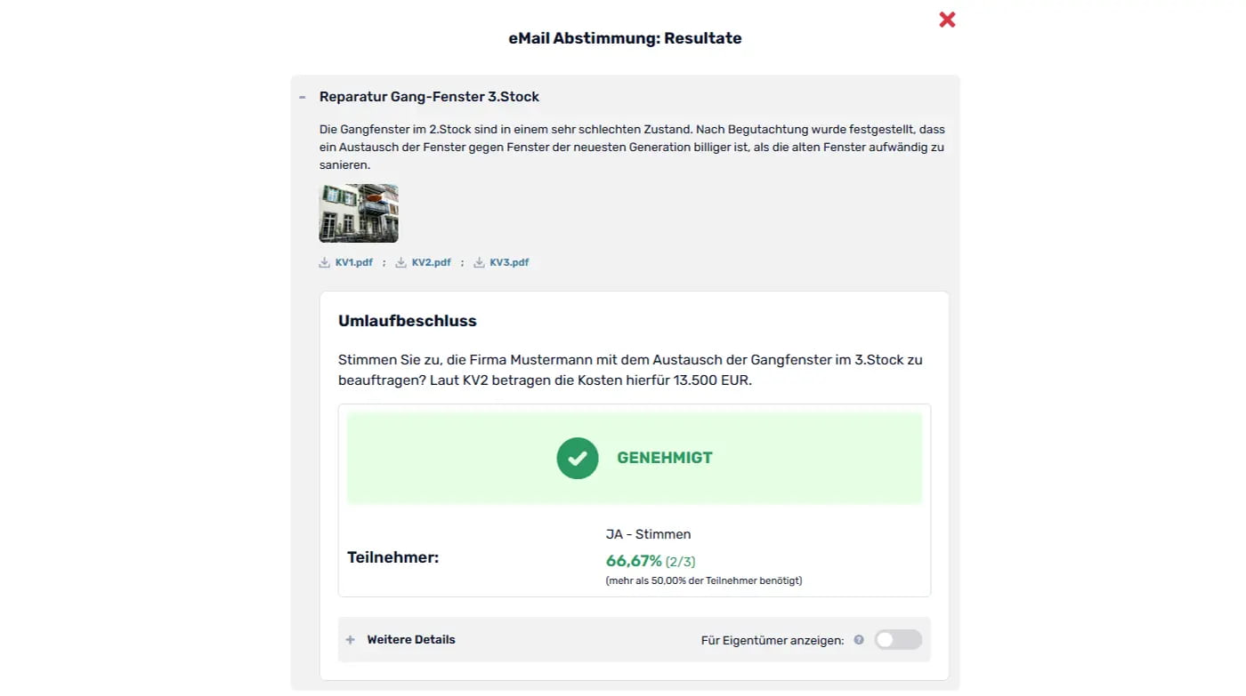 umlaufbeschluss resultate